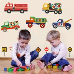  Terrific Trucks Movable Mural Wall Decals (Repositionable 