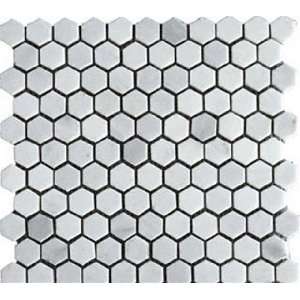  Hexagon Bianco Carrara 1 Polished Mosaic Tiles