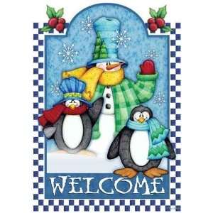  Welcome Penguins & Friends Snowman Standard Flag Patio 