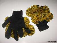   Steelers Football Colors Black Gold Pom Pom Gloves Mittens NEW  