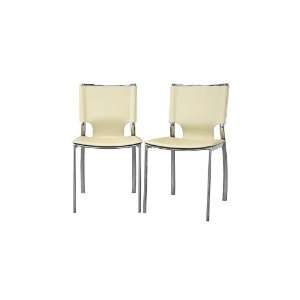  Montclare Ivory Leather Modern Dining Chair Qty 2