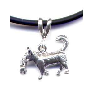  Sterling Silver Mom Cat with Kitten Pendant 16 Black Cord 