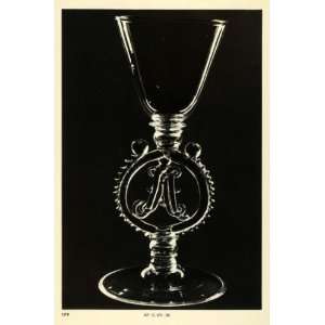  1939 Print XVIII Century Glass Goblet Monogram Hollow 