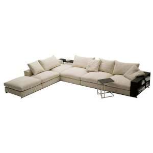  Tosh Furniture Campania Modern White Sofa with End Storage 