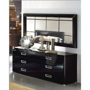  Modern Dresser and Mirror in Black Made in Italy 33B94 