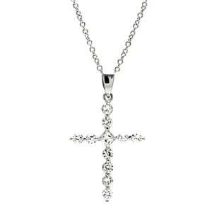 Tressa Sterling Silver Colorless Cubic Zirconia Cross Necklace .925 