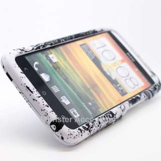   Skull Rubberized Hard Case Snap On Cover for HTC ONE X AT&T  