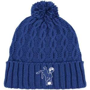  Indianapolis Colts Womens Knit Hat Retro Pom Cuffed Knit 