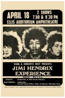 Jimi Hendrix Experience @ Memphis Concert Poster 1969  