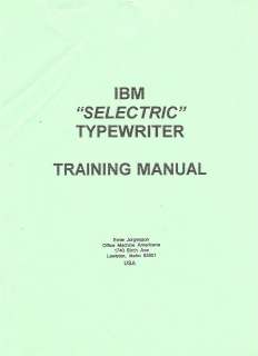 IBM SELECTRIC TYPEWRITER TRANING MANUAL  