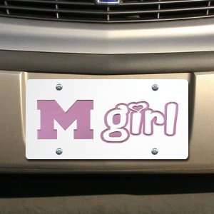  Michigan Wolverines White Mirrored Michigan Girl License 