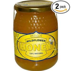 Hyson Honey, 100% Wildflower, 35.3 Ounce Glass Jar (Pack of 2)  