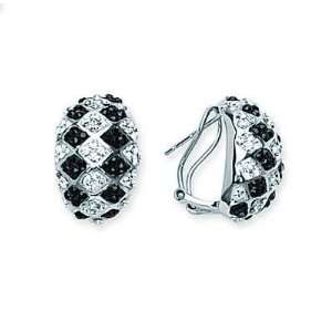  Sterling Silver Crystal Checkerboard Black and White 