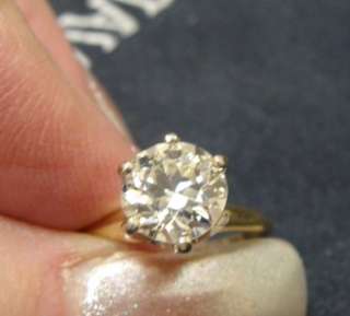   GOLD LADIES 1.68 CT DIAMOND SOLITAIRE MINE CUT ENGAGEMENT RING  