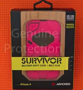    Survivor Extreme Case w/ Belt Clip for iPhone 4 4S Pink  