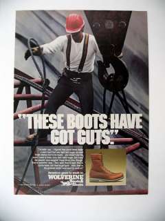 Wolverine Work Lites Boots Iron Worker 1984 print Ad  