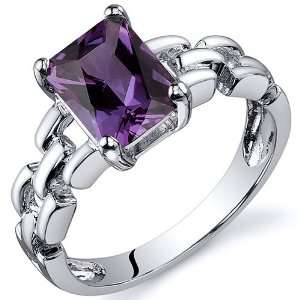 Chain Link Design 2.00 carats Alexandrite Engagement Ring in Sterling 