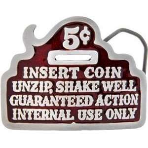  Insert Coin For Good Time Pewter Belt Buckle: Sports 