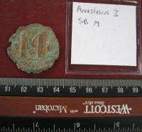 Ancient BYZANTINE FOLLIS COIN Anastasius I 491 518 A.D. SB19 7772 