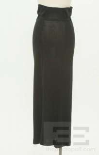 Issey Miyake 2 Pc Black Rib Knit Long Sleeve Top & Maxi Skirt Set Size 