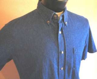 NEW NWT George Blue Jean indigo Denim Shirt M S/S SOFT Casual cotton 
