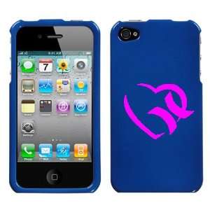 APPLE IPHONE 4 4G PINK HURLEY HEART ON A BLUE HARD CASE 