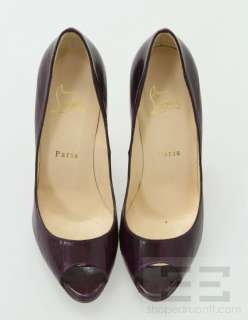 Christian Louboutin Purple Eel Lady Peep Toe Heels Size 37.5 NEW 