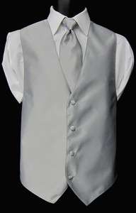 Mens Large Jean Yves Silver Fullback Vest & Tie Wedding Prom Discount 