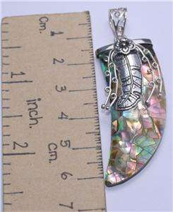 Intricate Abalone Paua Shell Sterling Silver 925 Pendant L3033  