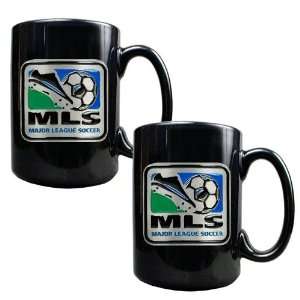 Major League Soccer Logo 2 Piece Black Ceramic Mug Set (Primary Team 