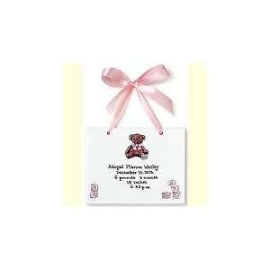  Personalized Birth Certificate Plaque With Teddy Bear Girl 