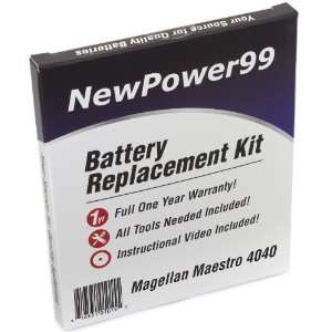  Battery Replacement Kit for Magellan Maestro 4040 with 