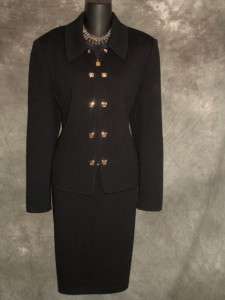 St John collection knit black suit jacket blazer size 10 12 14  