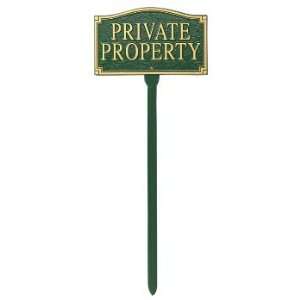  Whitehall Private Property Green/Gold Wall/Lawn Plaque 