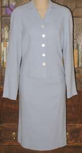 WORTH COLLECTION WOOL CREPE SKIRT SUIT LIGHT BLUE 8 10 *EUC*  