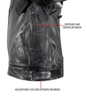 Mens Black Buffalo Leather Level 3 Armored Classic Biker Jacket size 