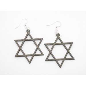  Tan Jewish Star of David Wooden Earrings GTJ Jewelry