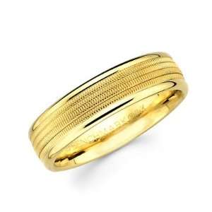 Solid 14k Yellow Gold Womens Mens Milgrain Middle High Polish Ends 