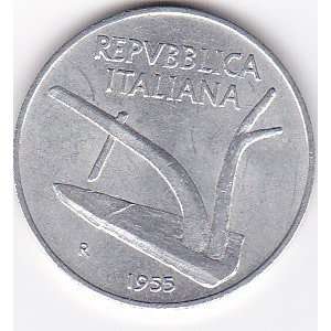  1955R Italy 10 Lire Coin 