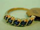 Solid 10K Yellow gold dark blue sapphire band ring lady
