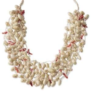  Baby Lima Bean & Coral Chip Spongie Necklace Jewelry