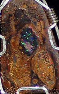 Koroit Boulder Opal Necklace Pendant Wire Wrap Sterling  