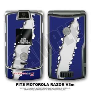 Razr V3 Ripped Blue and Gray WraptorSkinz Skin for Motorola Razor by 