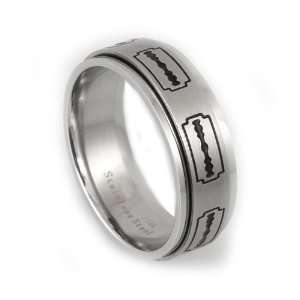  316L stainless steel spinner ring with laser cut design of 