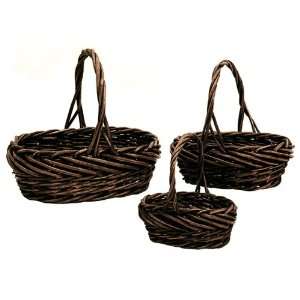   Willow Decorative Baskets with Handle (Set of 3)