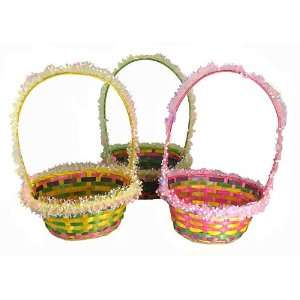  Club Pack of 72 Pink, Yellow & Green Easter Baskets with 