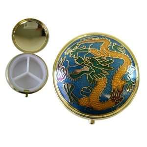 Vintage Style Oriental Dragon Gold Compact   Makeup Holder   Vintage 