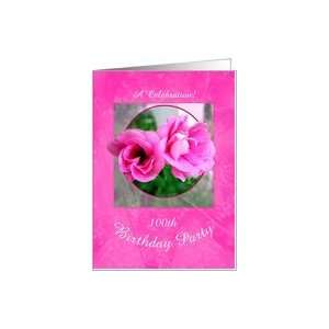  100th Birthday Party Invitations Pretty Pink Flower Card 