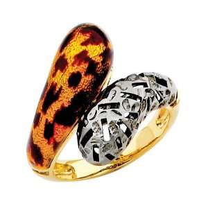  14K Yellow Gold Enamel Fancy Ring Band   Size 6.5 The 