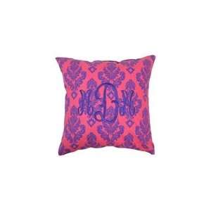  Pink & Purple Damask Throw Pillow